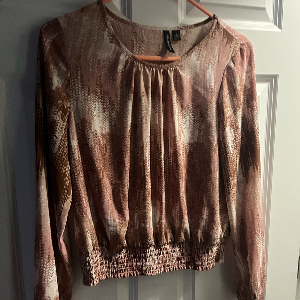 Women's Pink and Brown Long Sleeve Top